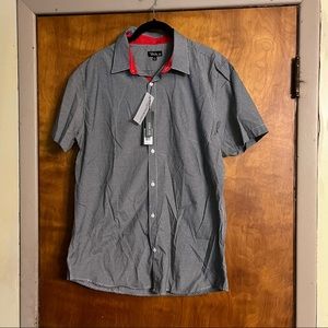 GALAXY BY HARVIC MEN SLIM FIT SHIRT Black Check SIZE L BNWT